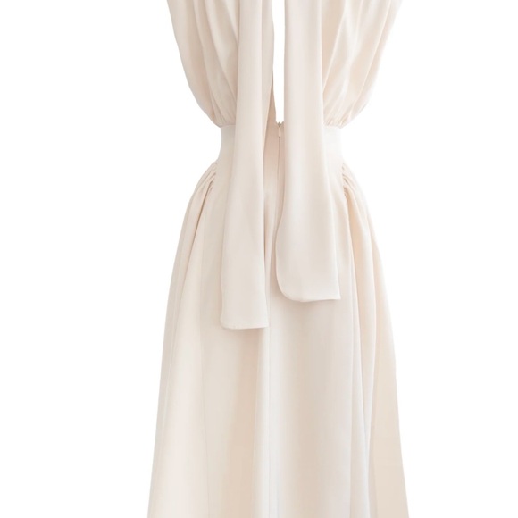 Eliana Sleeveless Back Tie Dress, Oat - Picture 9 of 10